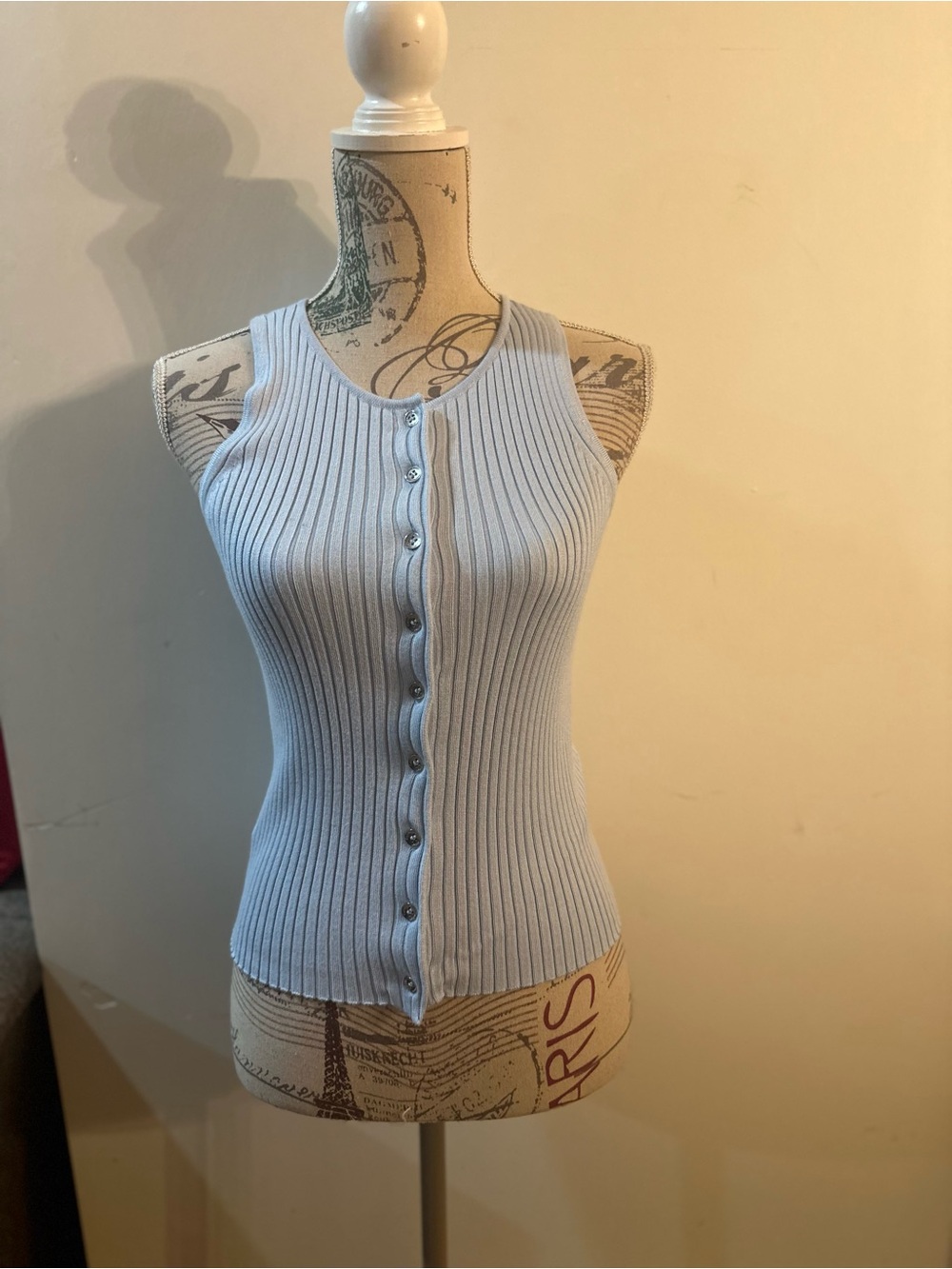 Calvin Klein Jeans Light Blue Ribbed Button-Front Tank